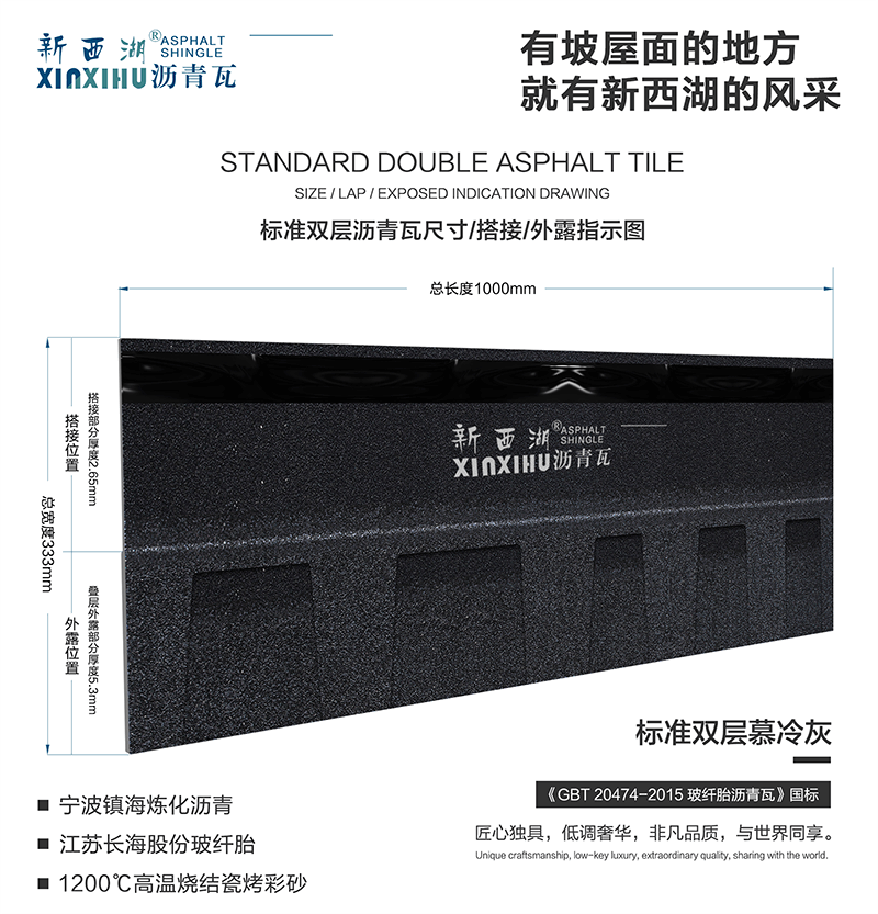 標準雙層慕冷灰瀝青瓦尺寸詳解